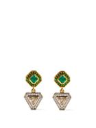 Jade Jagger - Diamond, Emerald & 18kt Gold Earrings - Womens - Green Gold