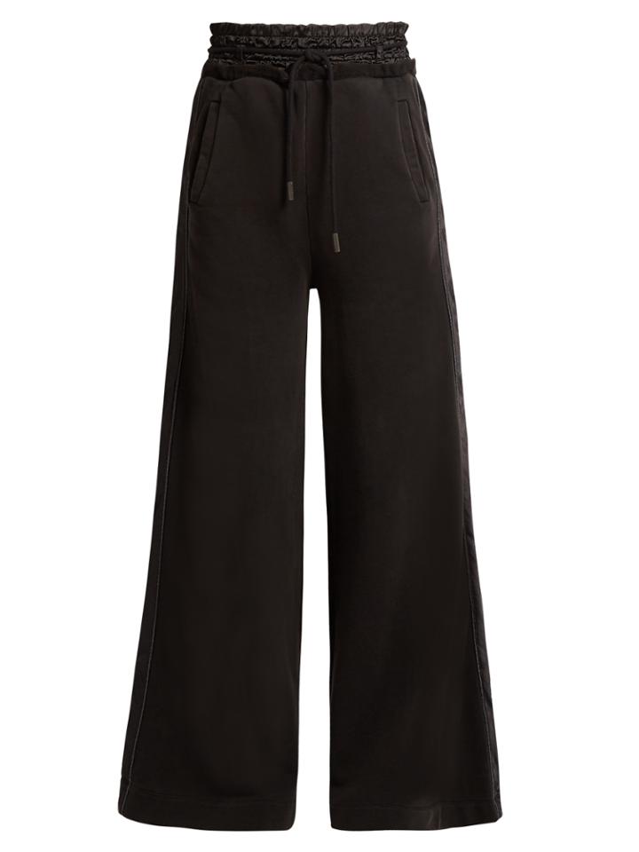 Off-white Satin-trimmed Wide-leg Track Pants