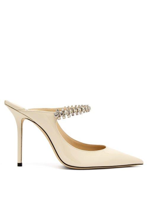 Matchesfashion.com Jimmy Choo - Bing 100 Crystal Embellished Leather Mules - Womens - Cream