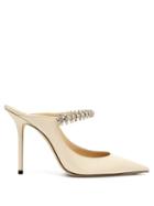 Matchesfashion.com Jimmy Choo - Bing 100 Crystal Embellished Leather Mules - Womens - Cream