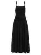 Matchesfashion.com Totme - Smocked Crepe Midi Dress - Womens - Black
