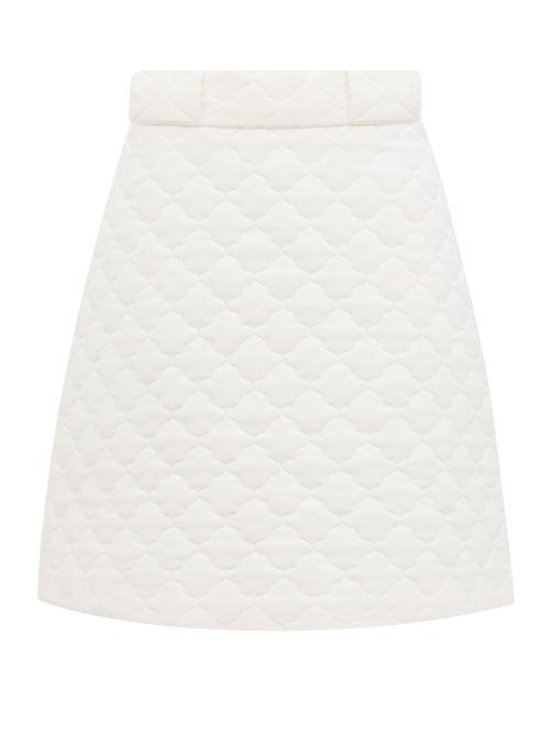 Matchesfashion.com Fendi - Quilted Washed Crepe De Chine Skirt - Womens - White