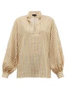 Matchesfashion.com Nili Lotan - Joey Stripe Jacquard Cotton Blend Blouse - Womens - Ivory Multi