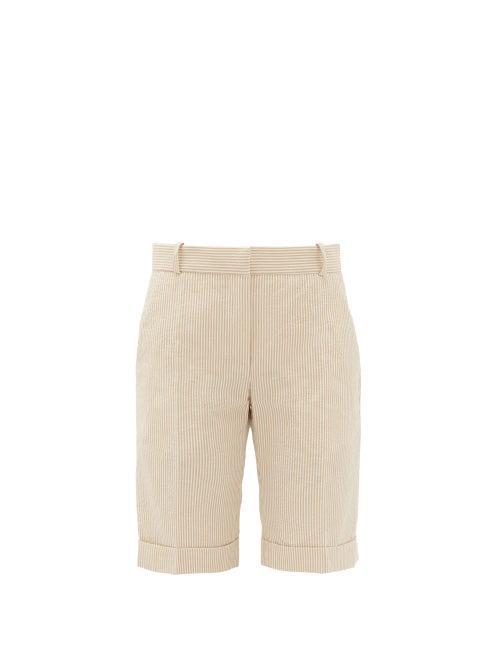 Matchesfashion.com Pallas Paris - Gianni Striped Seersucker-cotton Bermuda Shorts - Womens - Beige Stripe
