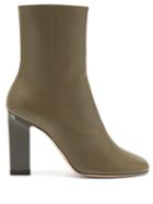 Matchesfashion.com Wandler - Carly Block-heel Leather Ankle Boots - Womens - Khaki