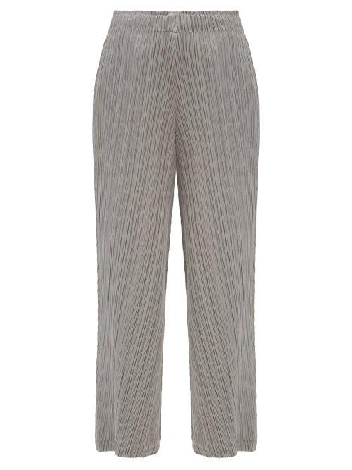 Pleats Please Issey Miyake - Technical-pleated Wide-leg Trousers - Womens - Grey