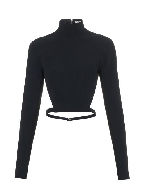 Mugler High-neck Cut-away Back Cady Top