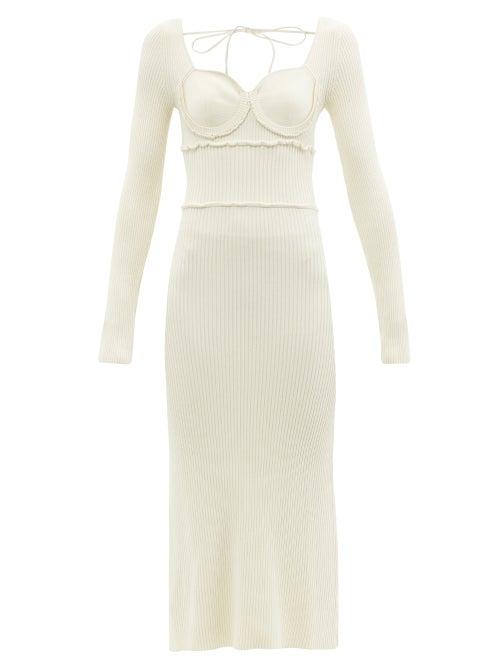 Ladies Rtw Altuzarra - Louisa Sweetheart-neckline Rib-knitted Dress - Womens - Ivory