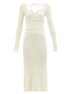 Ladies Rtw Altuzarra - Louisa Sweetheart-neckline Rib-knitted Dress - Womens - Ivory