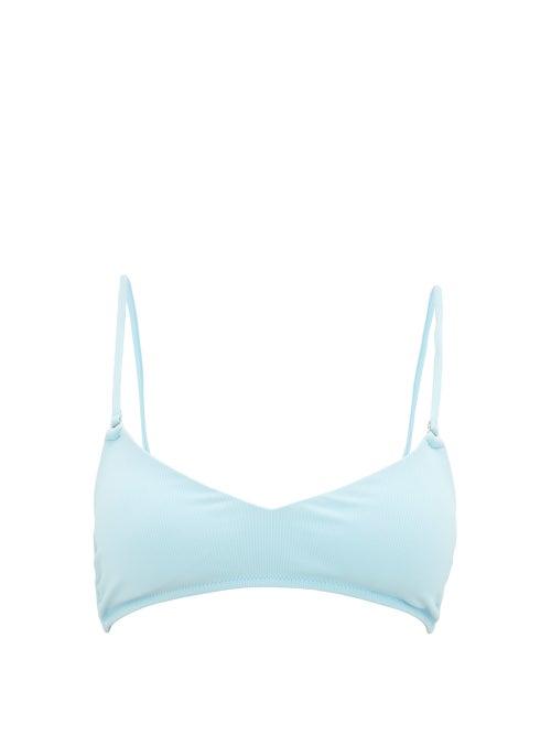 Matchesfashion.com Melissa Odabash - Vienna Celeste Scoop-neck Ribbed Bikini Top - Womens - Light Blue
