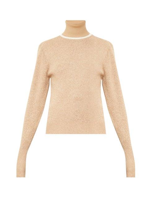 Matchesfashion.com Chlo - Contrasting Wool-blend Roll-neck Sweater - Womens - Beige