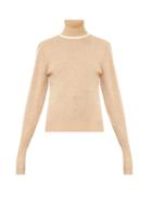 Matchesfashion.com Chlo - Contrasting Wool-blend Roll-neck Sweater - Womens - Beige