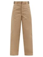 Matchesfashion.com Lemaire - High-rise Cotton Wide-leg Trousers - Womens - Dark Beige
