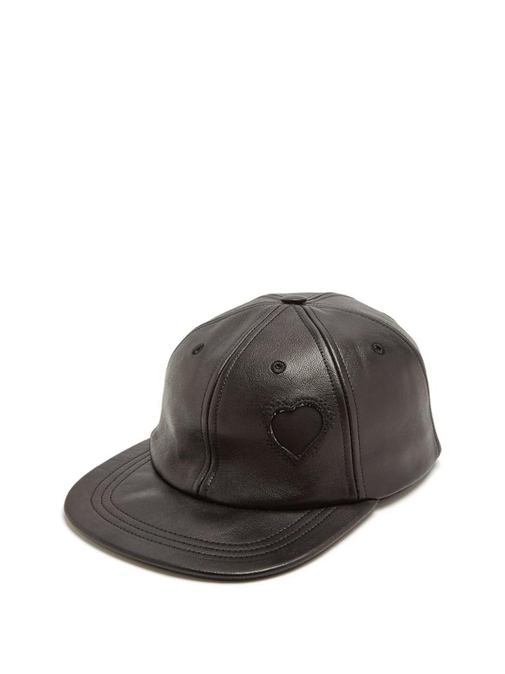 Saint Laurent Heart-detail Leather Cap
