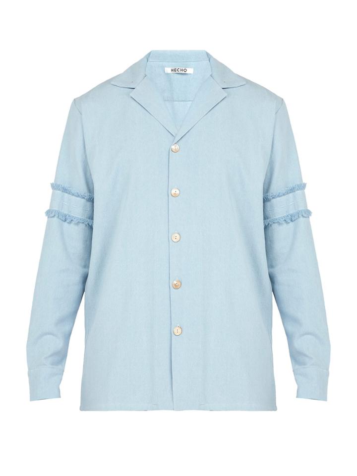 Hecho Denim Fringed Button-down Shirt