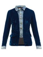 Matchesfashion.com Greg Lauren - Velvet Trucker Front Deconstructed Jacket - Mens - Blue
