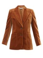 Matchesfashion.com Bella Freud - Saint James Single Breasted Velvet Jacket - Womens - Mid Brown