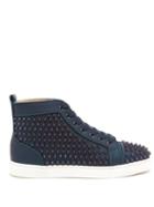 Matchesfashion.com Christian Louboutin - Louis Spiked Iridescent-leather High-top Trainers - Mens - Blue