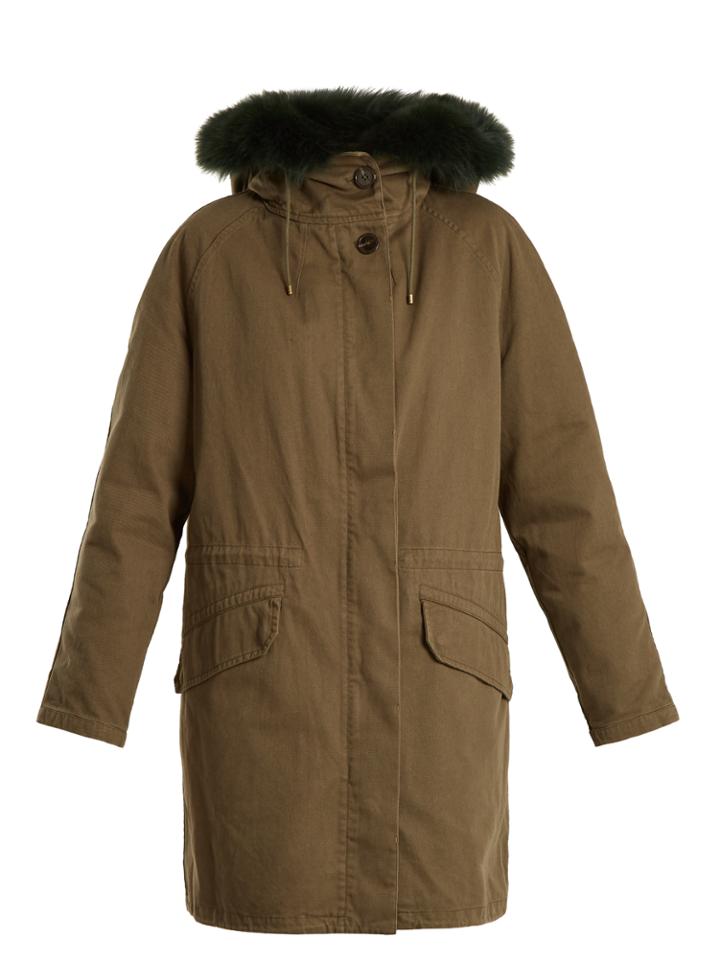 Yves Salomon Army Fur-lined High-neck Twill Parka