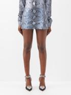 16arlington - Minerva Python-effect Leather Mini Skirt - Womens - Grey Black