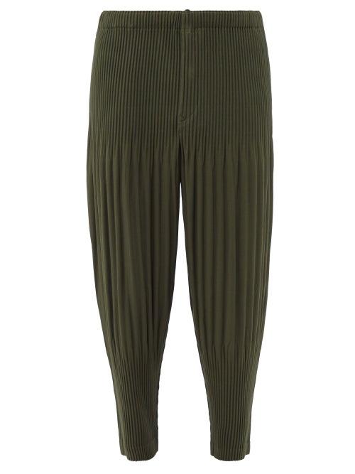 Homme Pliss Issey Miyake - Technical-pleated Tapered-leg Trousers - Mens - Green
