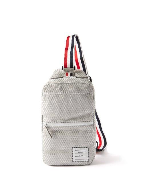 Thom Browne - Tricolour Mesh Crossbody Bag - Mens - Grey