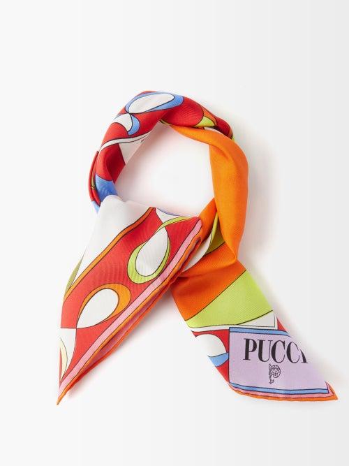 Emilio Pucci - Pesci-print Silk-twill Scarf - Womens - Red Multi