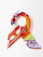 Emilio Pucci - Pesci-print Silk-twill Scarf - Womens - Red Multi