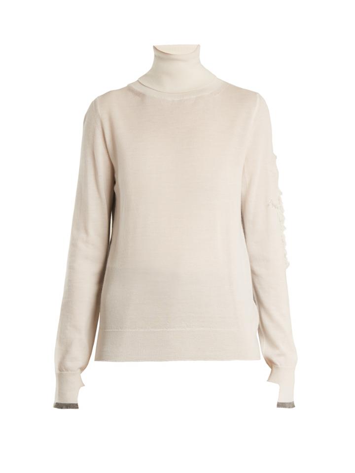 Barrie Thistle Roll-neck Contrast-panel Cashmere Sweater