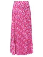 Balenciaga - Floral-print Pleated Midi Skirt - Womens - Pink