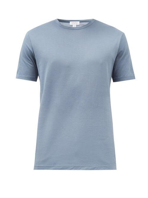 Sunspel - Crew-neck Pima-cotton Jersey T-shirt - Mens - Light Blue