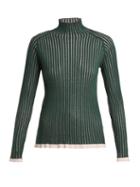 Matchesfashion.com Burberry - Contrast Trim Cashmere Blend Sweater - Womens - Green