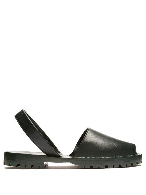 Matchesfashion.com Goya - Leather Slingback Sandals - Womens - Dark Green