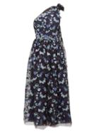 Matchesfashion.com Luisa Beccaria - One Shoulder Floral Sequinned Gown - Womens - Navy Multi