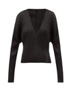 Matchesfashion.com Pleats Please Issey Miyake - Pleated Cropped Tie Waist Jacket - Womens - Black