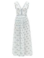 Emporio Sirenuse - Sophia Floral-print Cotton Dress - Womens - Blue Floral