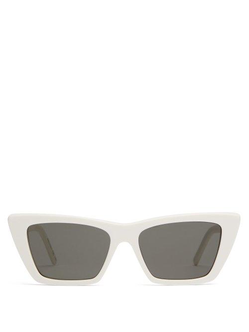 Matchesfashion.com Saint Laurent - Mica Cat Eye Acetate Sunglasses - Womens - Ivory