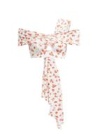 Matchesfashion.com Self-portrait - Ruched Floral Print Bikini Top - Womens - Cream