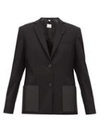 Matchesfashion.com Burberry - Narbeth Leather Trimmed Wool Blazer - Womens - Black