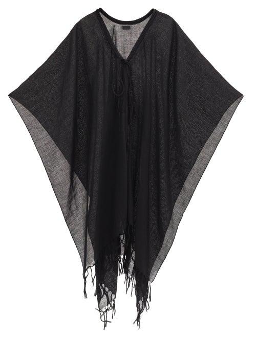 Matchesfashion.com Saint Laurent - Tasselled-cord Wool-gauze Poncho - Womens - Black