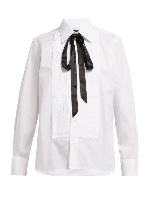 Matchesfashion.com Emma Willis - Evening Pleated Cotton Poplin Shirt - Womens - White