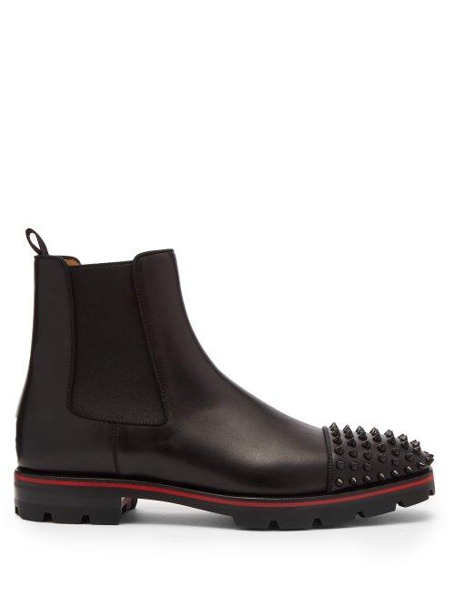 Matchesfashion.com Christian Louboutin - Melon Spike Embellished Leather Chelsea Boots - Mens - Black