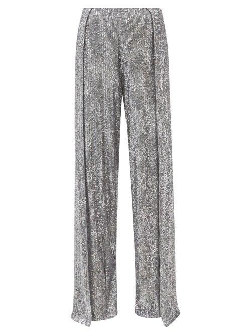 Tom Ford - Sequinned Wide-leg Trousers - Womens - Light Grey