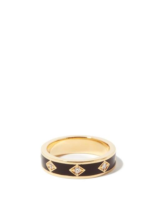 Matchesfashion.com Azlee - Night Sky Diamond & 18kt Gold Ring - Womens - Black Gold