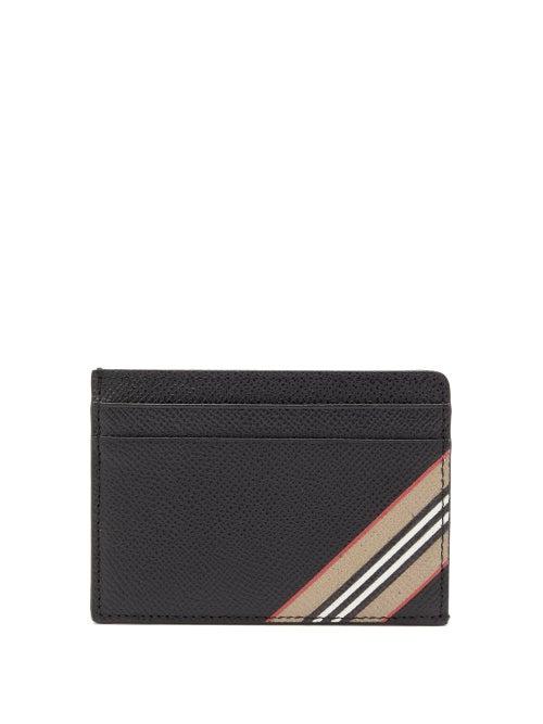 Matchesfashion.com Burberry - Kier Icon-stripe Leather Cardholder - Mens - Black
