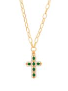 Matchesfashion.com Gucci - Crystal Cross Necklace - Womens - Green