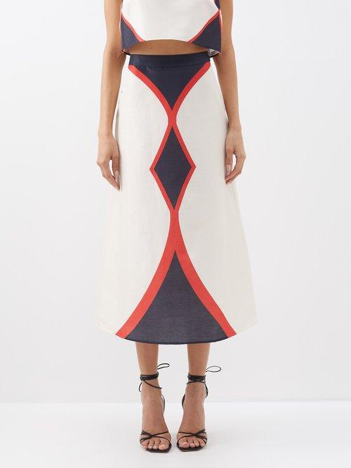 Raquel Diniz - Kalia Printed Linen-blend Skirt - Womens - Multi