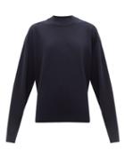 Matchesfashion.com The Row - Crema High-neck Merino-wool Sweater - Womens - Navy