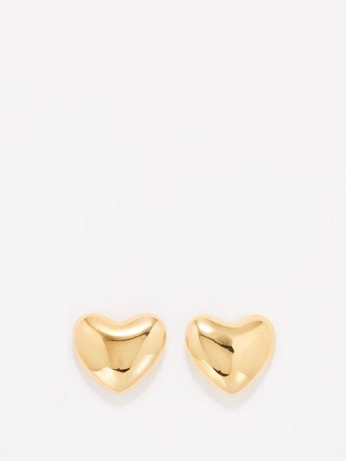 Annika Inez - Voluptuous Heart Small 14kt Gold-filled Earrings - Womens - Yellow Gold