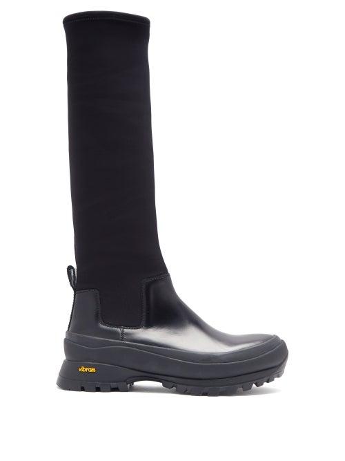 Matchesfashion.com Jil Sander - Leather And Scuba-jersey Boots - Womens - Black